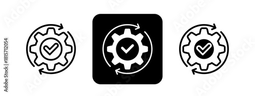 Pogress Solid color and black line drawing vector illustration set