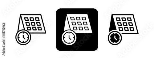 Schadule Solid color and black line drawing vector illustration set