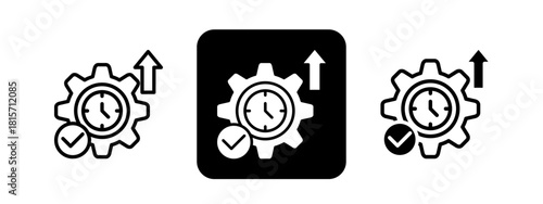 Efficiency Solid color and black line drawing vector illustration set