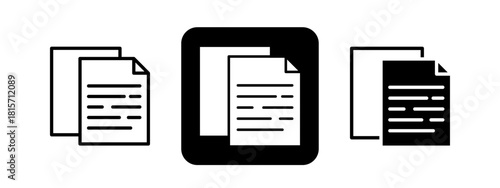 Document Solid color and black line drawing vector illustration set
