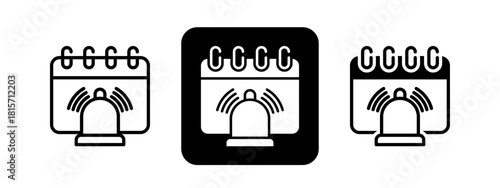 Reminder Solid color and black line drawing vector illustration set