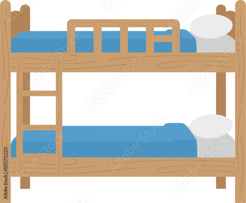 Flat design vector illustration of a wooden bunk bed.