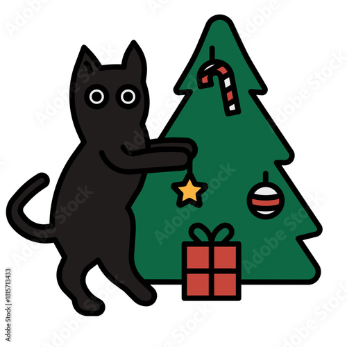 Christmas tree with cat  