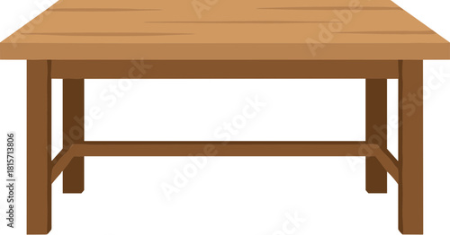 Classic brown wooden table isolated on a white background.