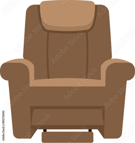 Comfortable brown recliner armchair furniture vector illustration.