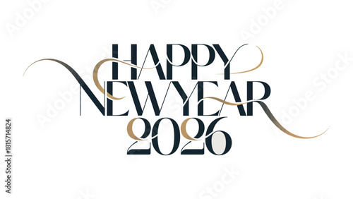 Happy New Year 2026 Typography: Artistic design celebrating the arrival of the New Year, offering a message of fresh starts and new opportunities.