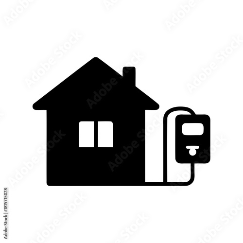 Home energy meter icon symbolizing utility connection Vector, illustration