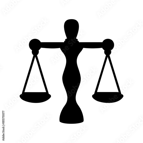 Abstract black silhouette of justice scales symbol on white Vector, illustration
