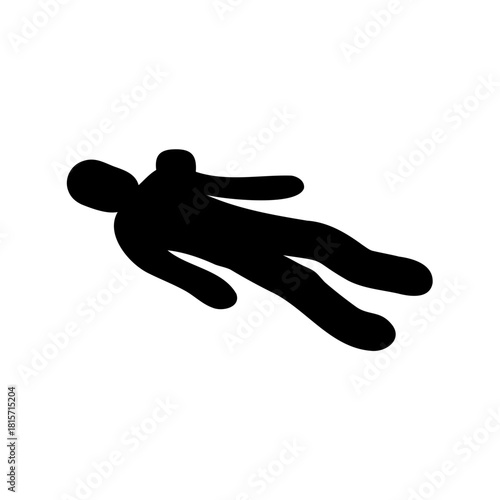 Fallen human body silhouette, symbolizing loss and danger. Vector, illustration