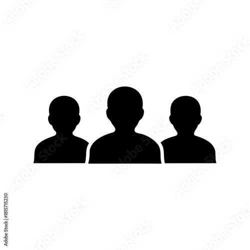 Group of three people silhouettes icon on white background Vector, illustration