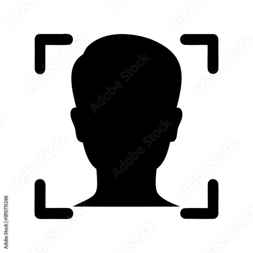 Face recognition scan technology with human head silhouette Vector, illustration
