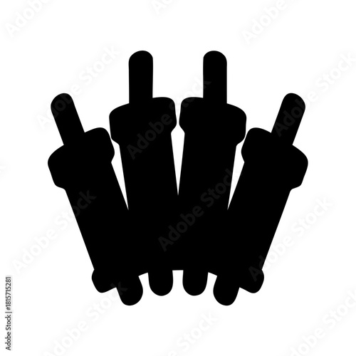 Four stylized black middle fingers expressing rude gesture Vector, illustration