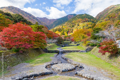 紅葉の綺麗な養老公園　不動橋からの眺め（岐阜県）
