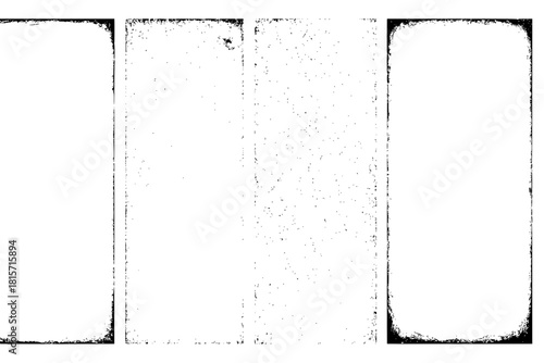 Realistic grainy texture, overlay stamps, worn paper effect. Overlay frame texture with old, grunge, dust, vintage, frayed edges, grainy effects. Old paper stamps set with distress grain. Vector set