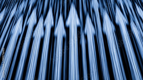 Blue Abstract Arrows Pointing Upward Motion Blur Background