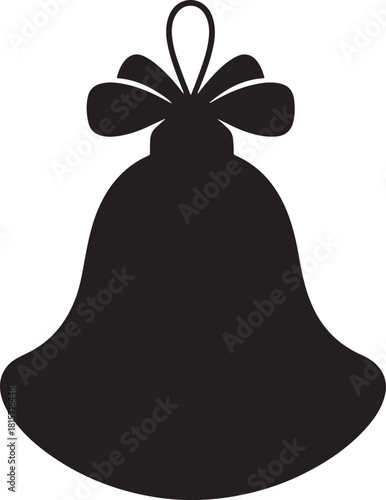 christmas bell with bow silhouette illustration
