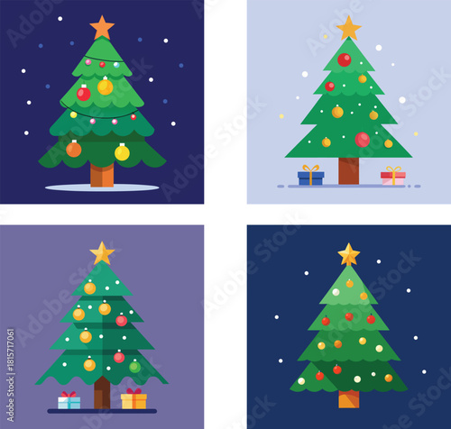  Classic Christmas scene with decorated tree sparkling lights cozy warm glow vector illustration 
