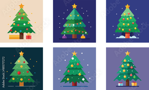  Classic Christmas scene with decorated tree sparkling lights cozy warm glow vector illustration 