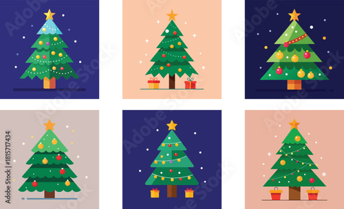  Classic Christmas scene with decorated tree sparkling lights cozy warm glow vector illustration 