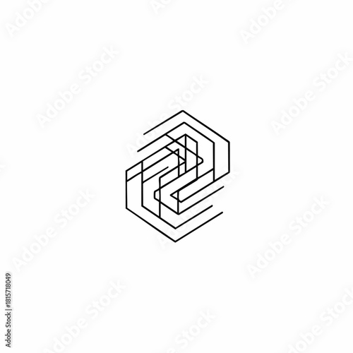 A captivating abstract linear geometric design featuring interconnected hexagonal shapes, symbolizing complex networks and modern technological innovation.