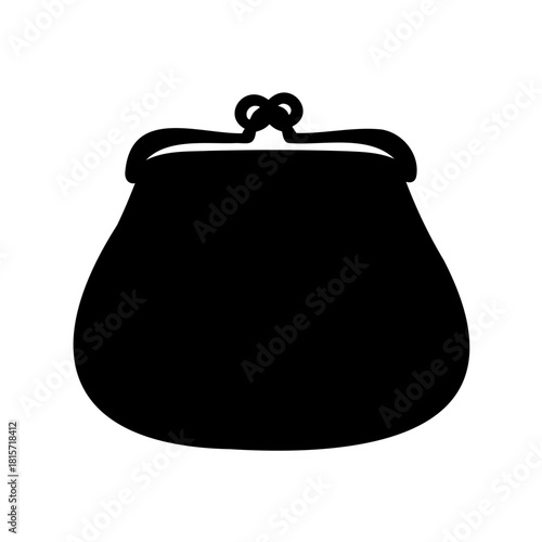 Black silhouette of a clasp purse symbolizing vintage financial security and monetary funds