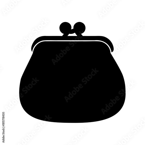 Black retro coin purse or wallet with clasp on white background