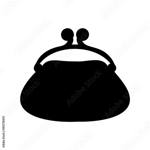 Silhouette image of a coin purse design isolated on a white background