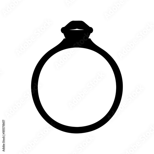Elegant black and white vector illustration of a classic engagement ring