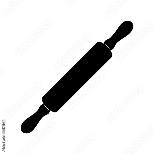 Monochrome image of a kitchen rolling pin used for baking pastry