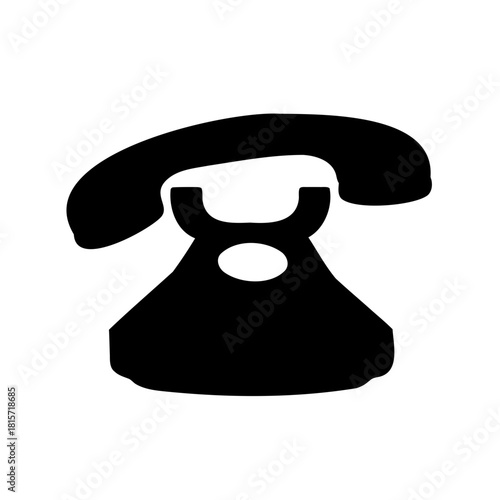 Silhouette of an OldFashioned Rotary Telephone, Isolated on a White Background