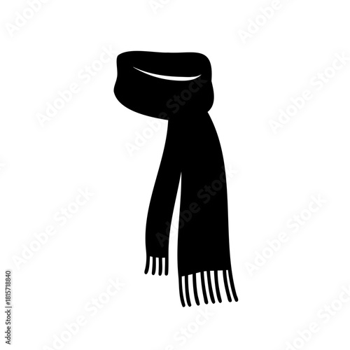 Elegant black scarf with fringes, a stylish winter accessory for cold weather