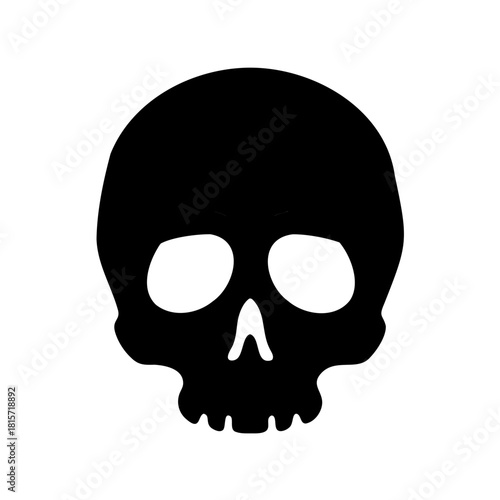 Black silhouette of a human skull on a white background image