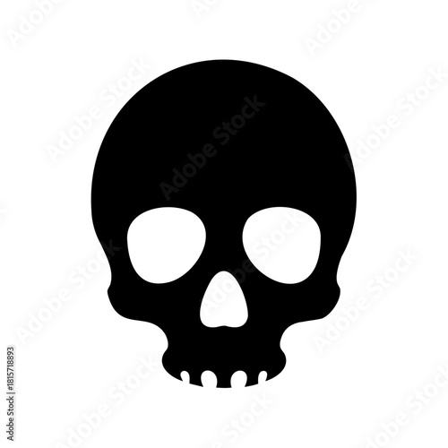 Skull icon with white background, a symbol for death, danger, and pirates