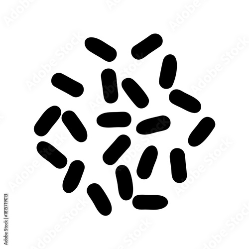 Isolated Black Rod Shaped Bacteria Arrangement Against White Background Microscopic View