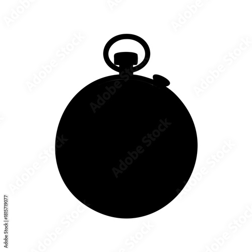 Silhouette of a vintage round pocket watch with a ring for attachment