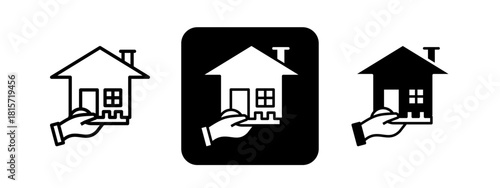 Ownership Solid color and black line drawing vector illustration set