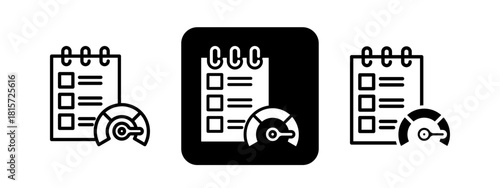 Benchmarking Solid color and black line drawing vector illustration set