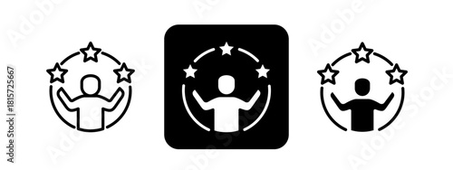 Competence Solid color and black line drawing vector illustration set