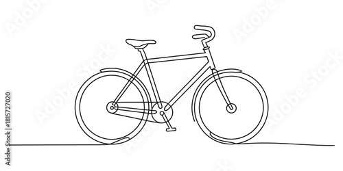 Continuous line art drawing of a classic city bicycle concept