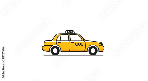 Classic yellow taxi cab illustration invites urban adventures and city exploration, perfect for transportation apps and travel promotions, hinting at city life