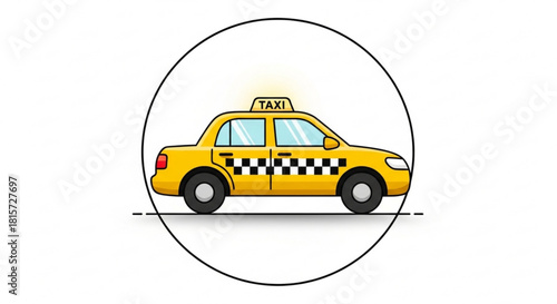 Need a ride? Vibrant yellow taxi cab graphic is perfect for transportation apps, city promotions, or travel blogs. Modern and eye-catching design.