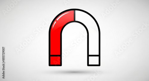 Powerful horseshoe magnet with red and white poles for attraction concepts in physics, science, and education material, perfect for experiments