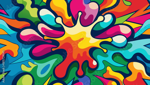 Urban pop art background, abstract vector colorful pattern wallpaper with spray paint splashes, rough hand-drawn texture