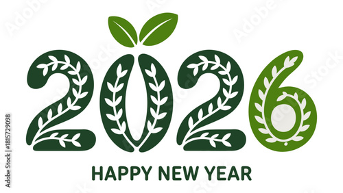 Green New Year 2026: A festive greeting for the year 2026, combining natural imagery with a hopeful message for a fresh start.