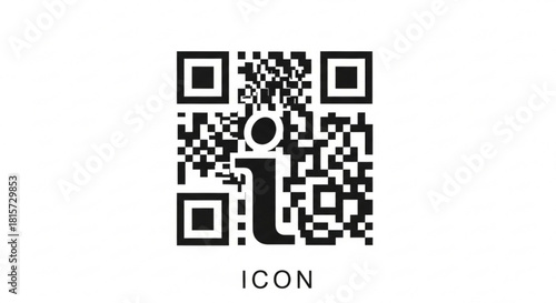 Unlock Information Fast with a Modern QR Code Featuring a Bold 'i' Icon, Ideal for Technology, Business, and Informative Marketing Campaigns