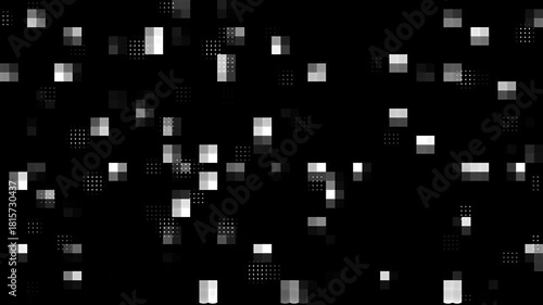 Digital mosaic pixel animation background. Digital square pattern. Seamless looping futuristic background.
