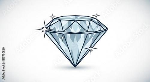 Stunning diamond illustration with sparkling facets, perfect for jewelry design, luxury branding, or elegant graphic elements with a modern edge