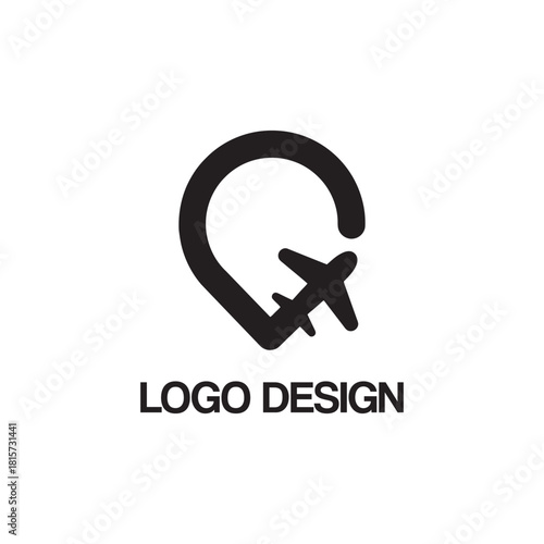 pin plane logo design template