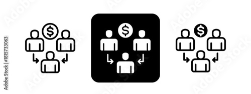 Consortium Solid color and black line drawing vector illustration set