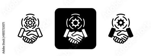 Alliance Solid color and black line drawing vector illustration set